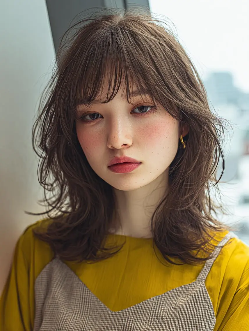 ミディアム 🍒暖色×ハイトーン ×デザイン✨まなりのヘアスタイル