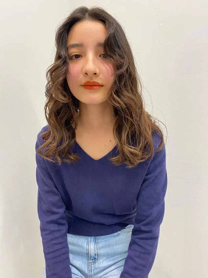 セミロング カラー パーマ キッズ カット トリートメント オトナヘア🌸 harukaのヘアスタイル
