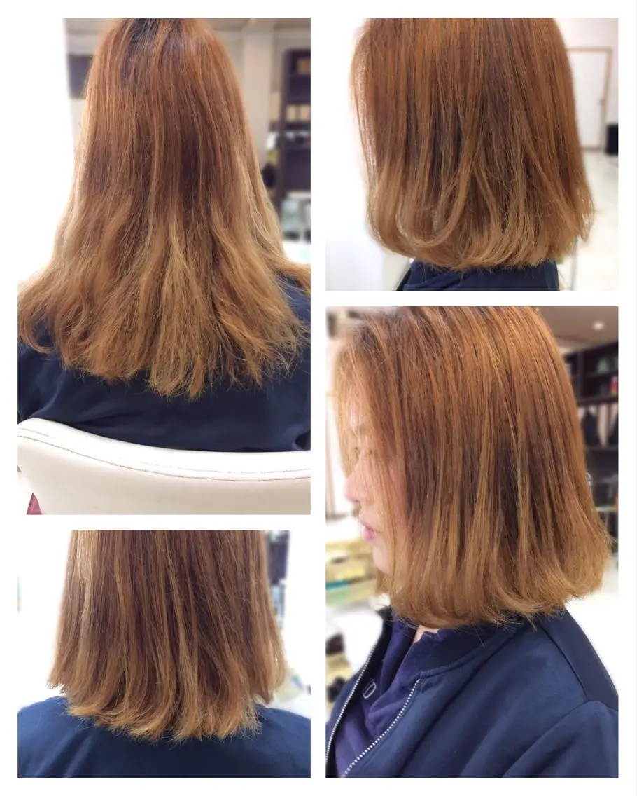 ミディアム 切りっぱなしボブ ボブ 外ハネヘア Hair VERDEのヘアスタイル