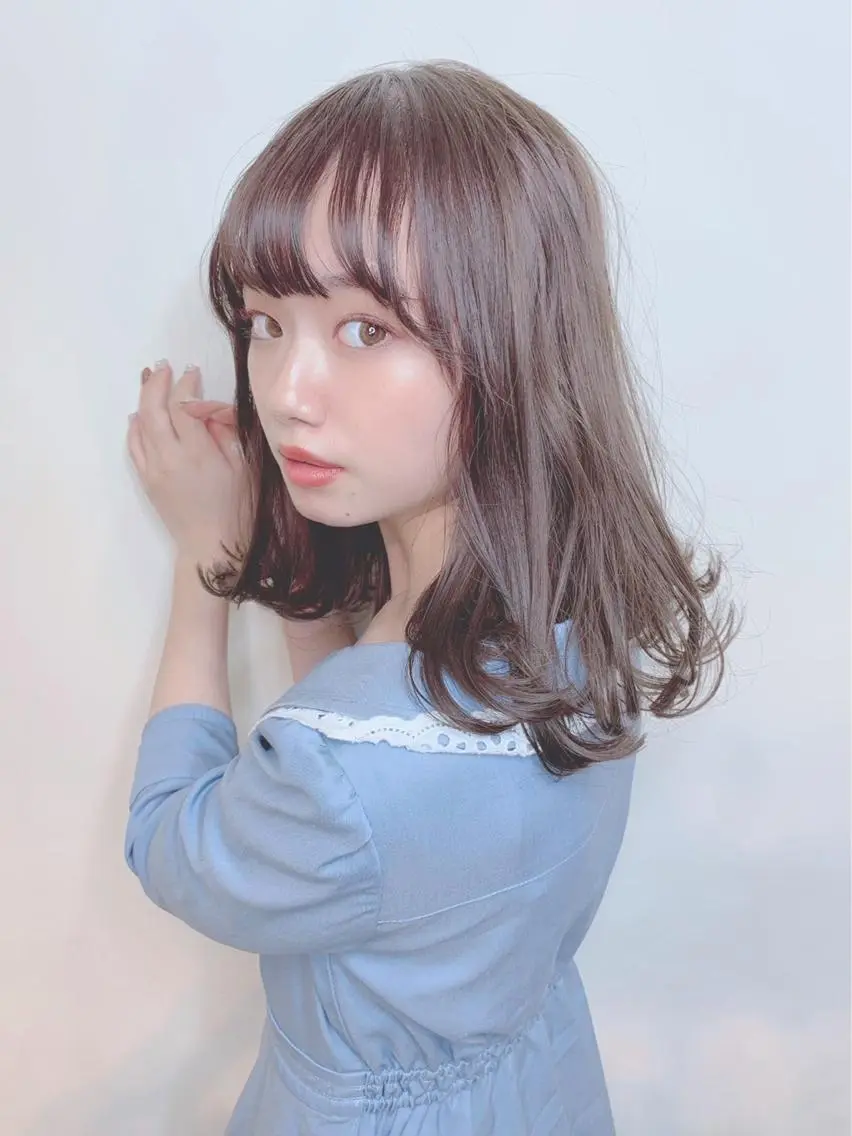 セミロング カラー パーマ ヘアアレンジ 【公式】amble luxe池袋東口🩷のヘアスタイル