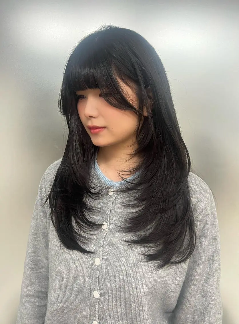 ロング 韓国風ヘア レイヤーカット トリートメント カット トリートメント さや🍀/透明感 カラー/ヘアセットのヘアスタイル