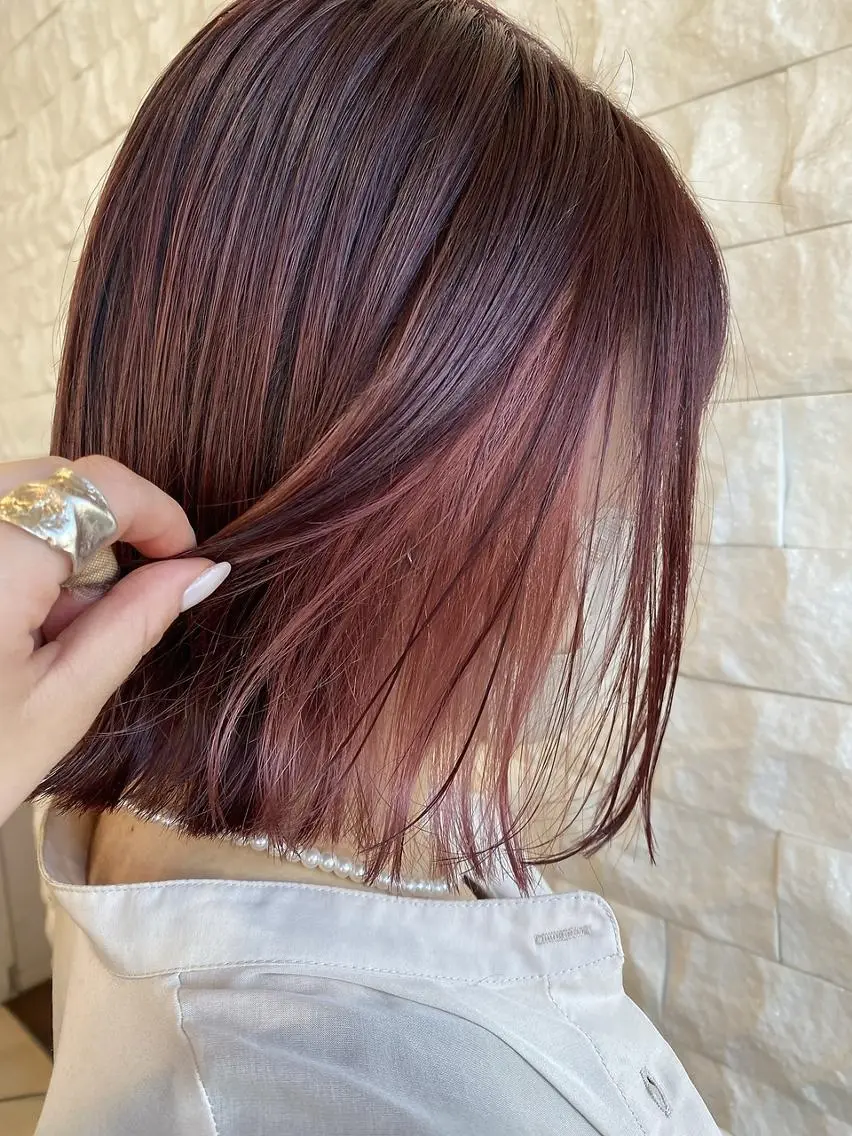 ミディアム ピンクブラウン カット ヘアカラー 💗ルシードスタイル REVE💗のヘアスタイル