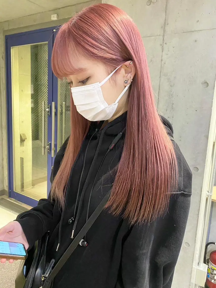 ロング カラー ピンクカラー ロング 🎀ブリーチ ハイト ーン ♡Kanon♡のヘアスタイル