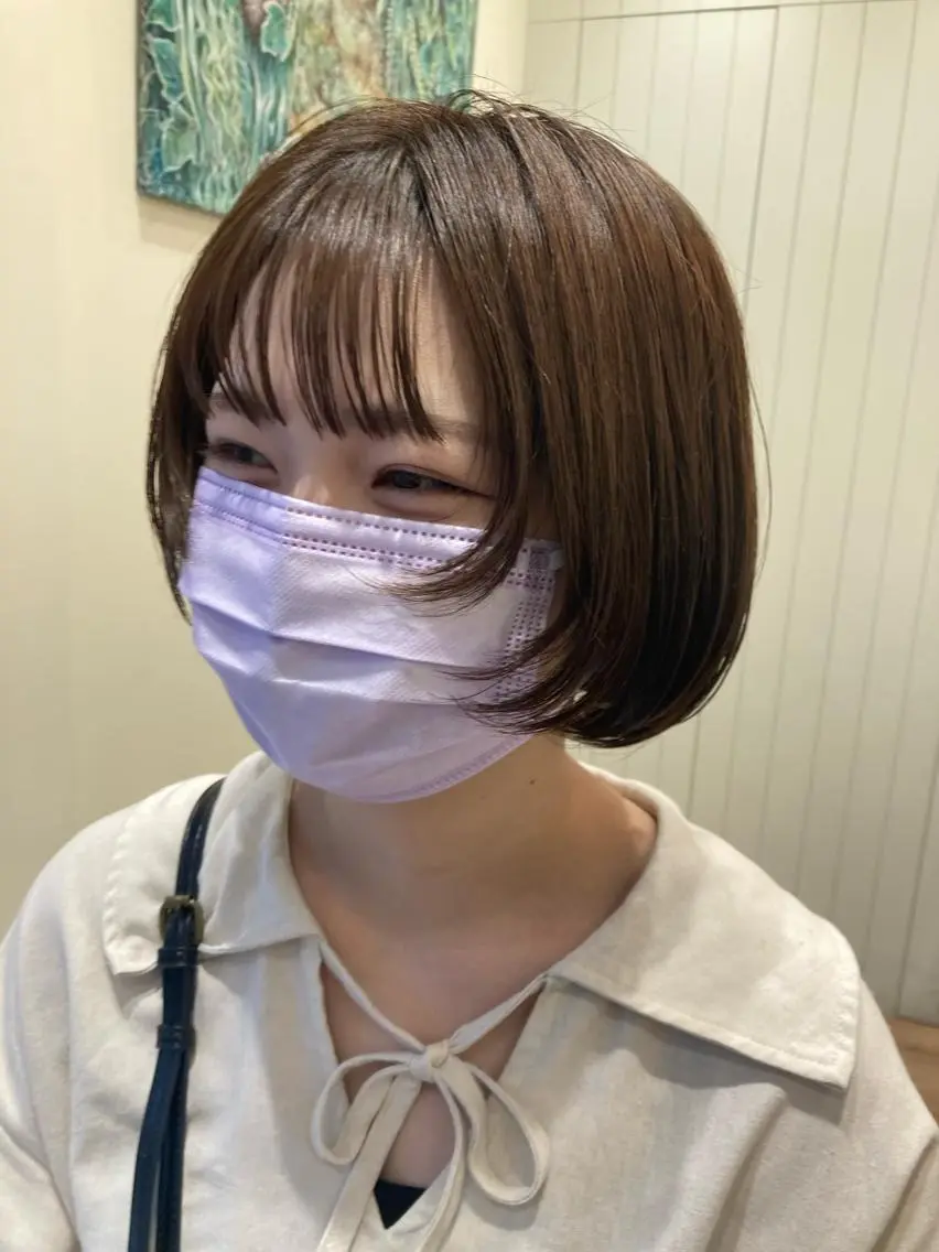 ショート カラー 顔まわりレイヤー 顔周りカット レイヤーカット カット むらたみずき /大宮ボブ、ショートのヘアスタイル