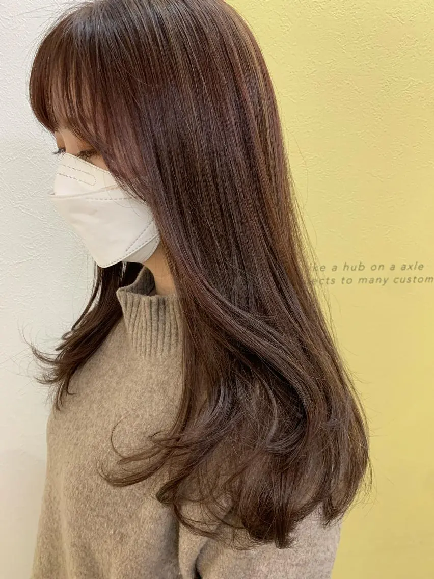 ロング カラー ブラウンカラー 透明感カラー ハイライトカラー ピンクカラー ピンクブラウン カット ヘアカラー トリートメント hubhair レイヤー/透明感のヘアスタイル