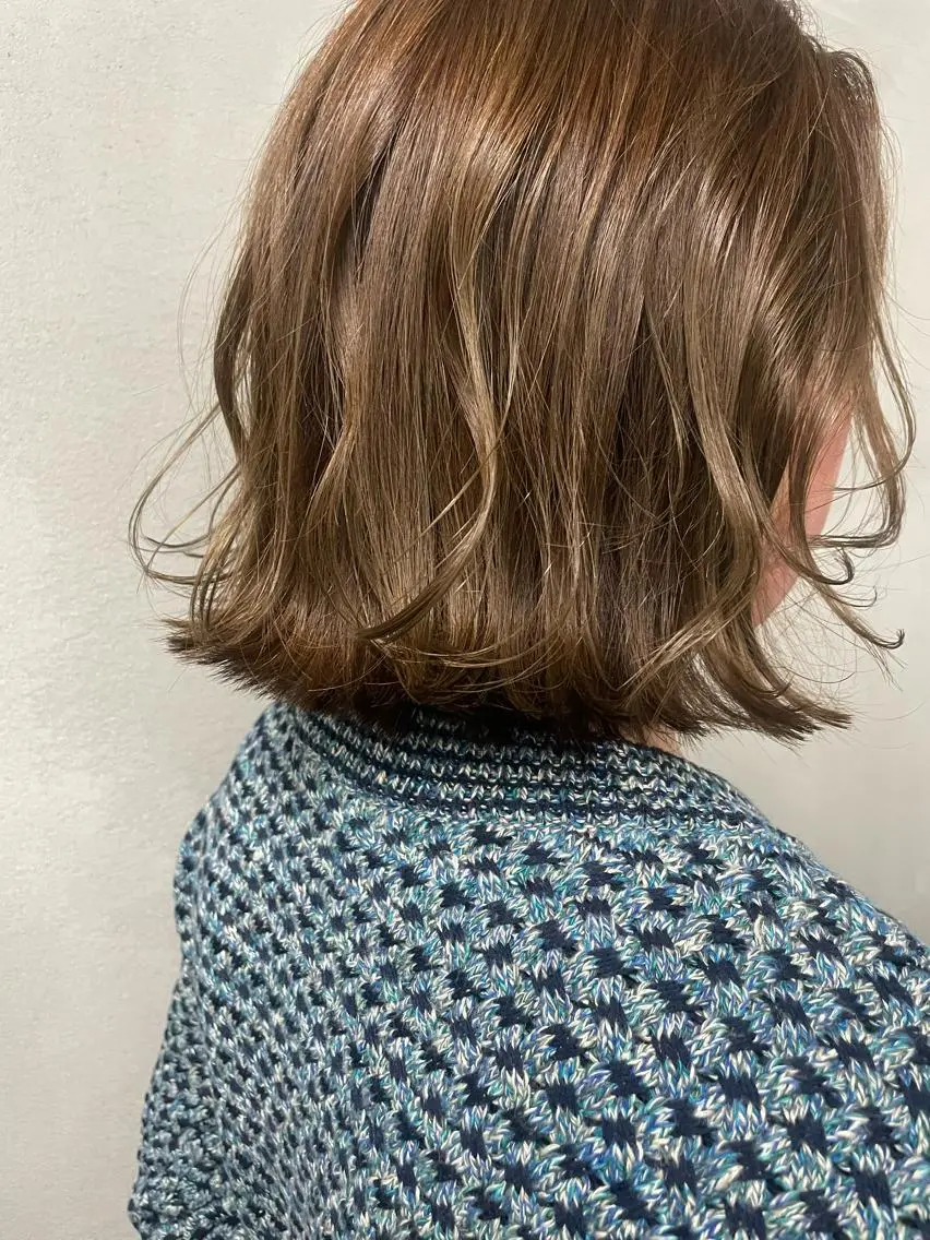 ミディアム カラー パーマ ヘアアレンジ メンズ キッズ ネイル ベージュカラー ボブ #tag 田島 純奈のヘアスタイル