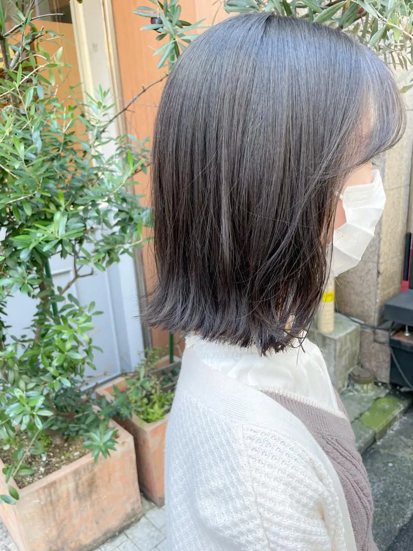 ミディアム 切りっぱなしボブ ボブ カット トリートメント ヘッドスパ ✨カラー支持No.1 🧸ワキ カナコ🧸のヘアスタイル