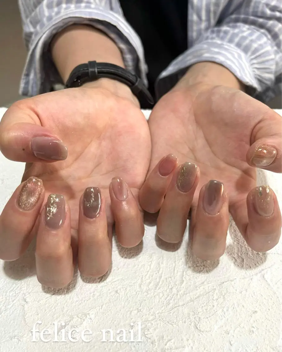 ネイル ジェルネイル ミラーネイル ニュアンスネイル オフィスネイル パラジェル felice nailのネイルデザイン