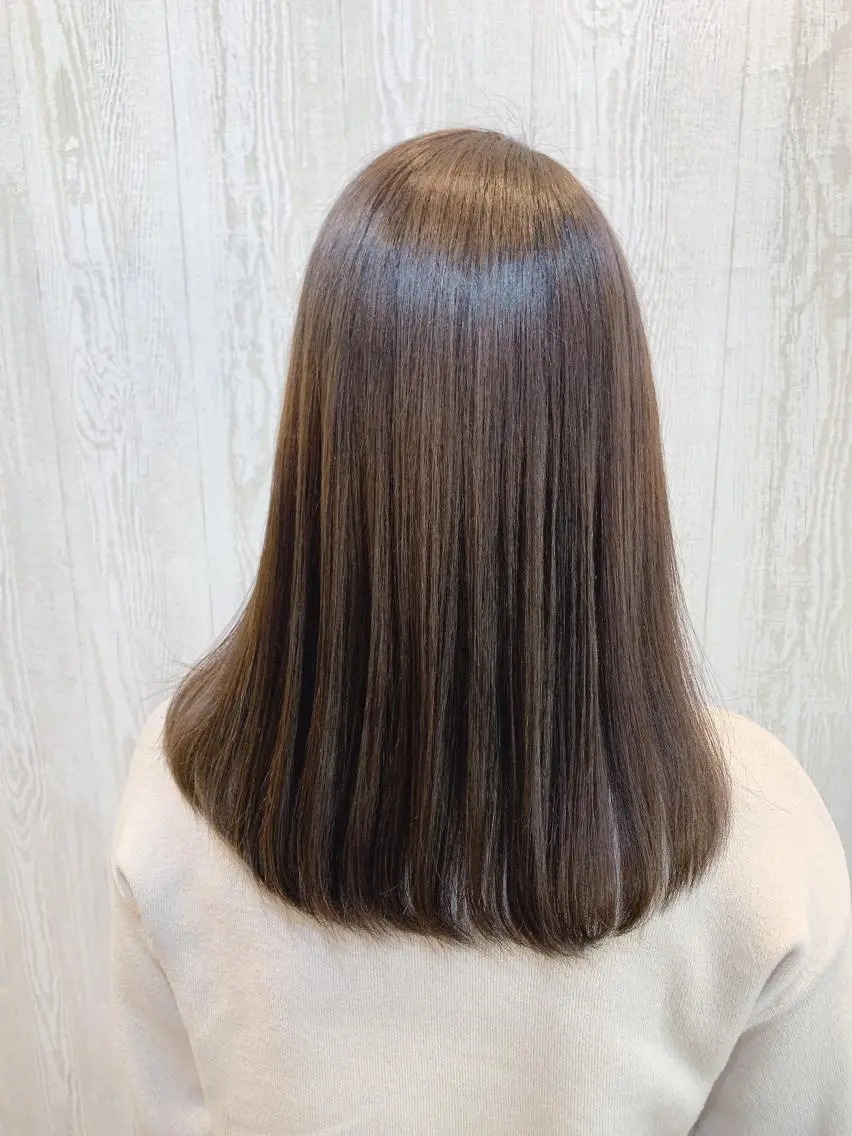 セミロング パーマ ヘアアレンジ ストレートパーマ HUENEST アカデミーサロンのヘアスタイル