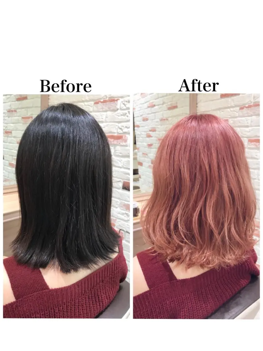 ミディアム カラー ブリーチ ピンクカラー ヘアカラー 新宿 木下拓哉のヘアスタイル