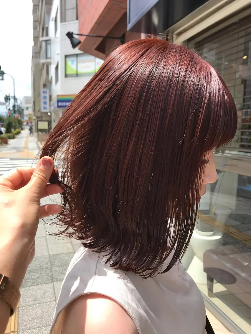 ミディアム カラー オレンジ newi saLyu 片岡ふきのヘアスタイル