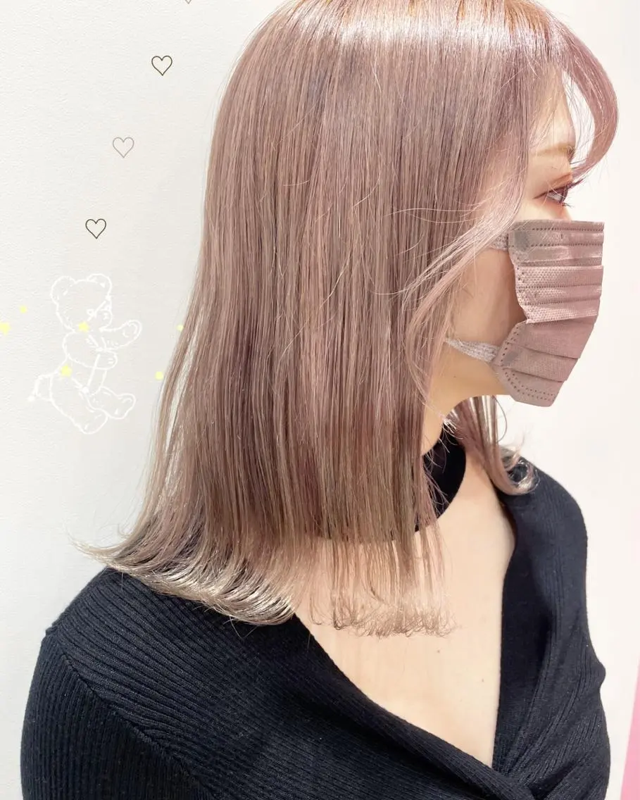ミディアム カラー ベージュカラー ハイトーンカラー ラベンダーカラー ラベンダーベージュ ヘアカラー 新宿駅近♡個室 ♡関口三都季🌜のヘアスタイル