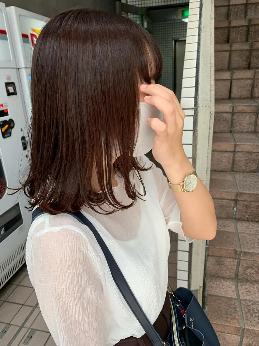 セミロング カラー ヘアアレンジ ブラウンカラー ピンクカラー ピンクブラウン 🫧透明感カラー/ ボブ/小笠原汐海🪽のヘアスタイル