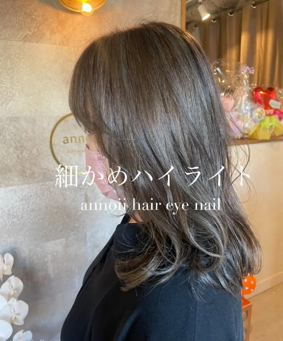 ミディアム カラー annoii _pomのヘアスタイル