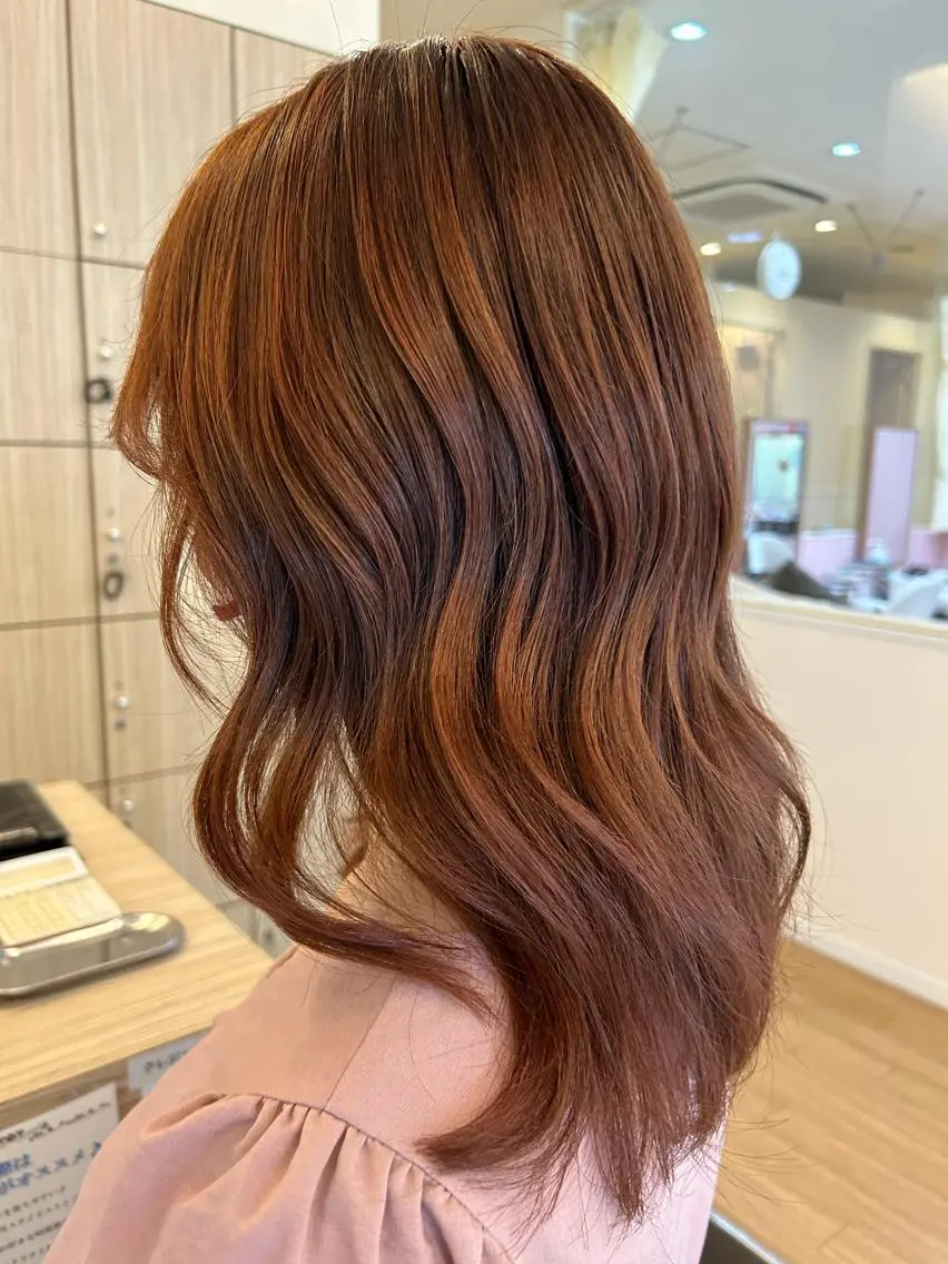 セミロング カラー ダブルカラー オレンジ 板倉 花連 💌リピーター様へ↓のヘアスタイル