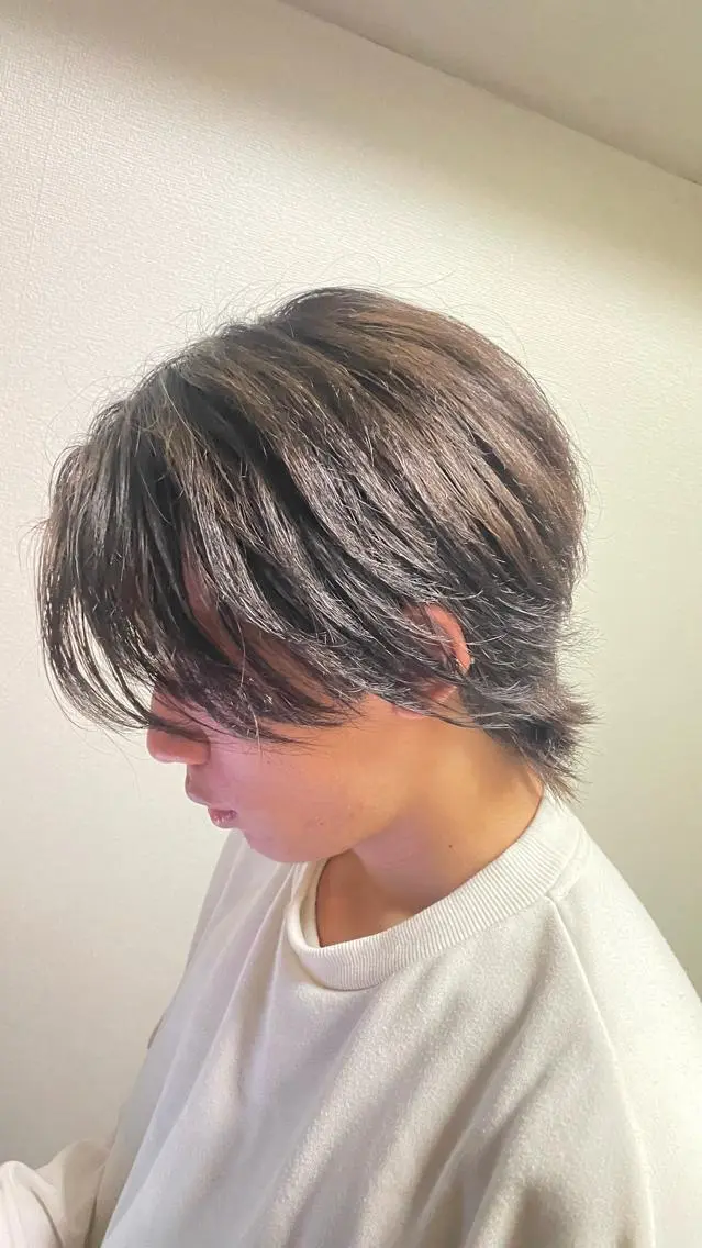 ショート カラー メンズ 🧸赤み消し🐾 ラベンダ/ミルクティのヘアスタイル
