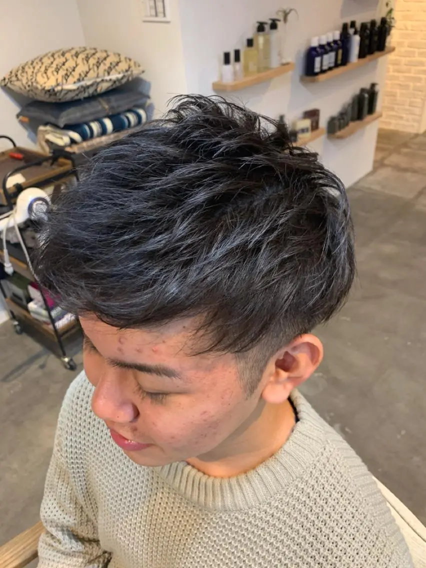 ショート メンズ カット パーマ 向井 優汰のヘアスタイル