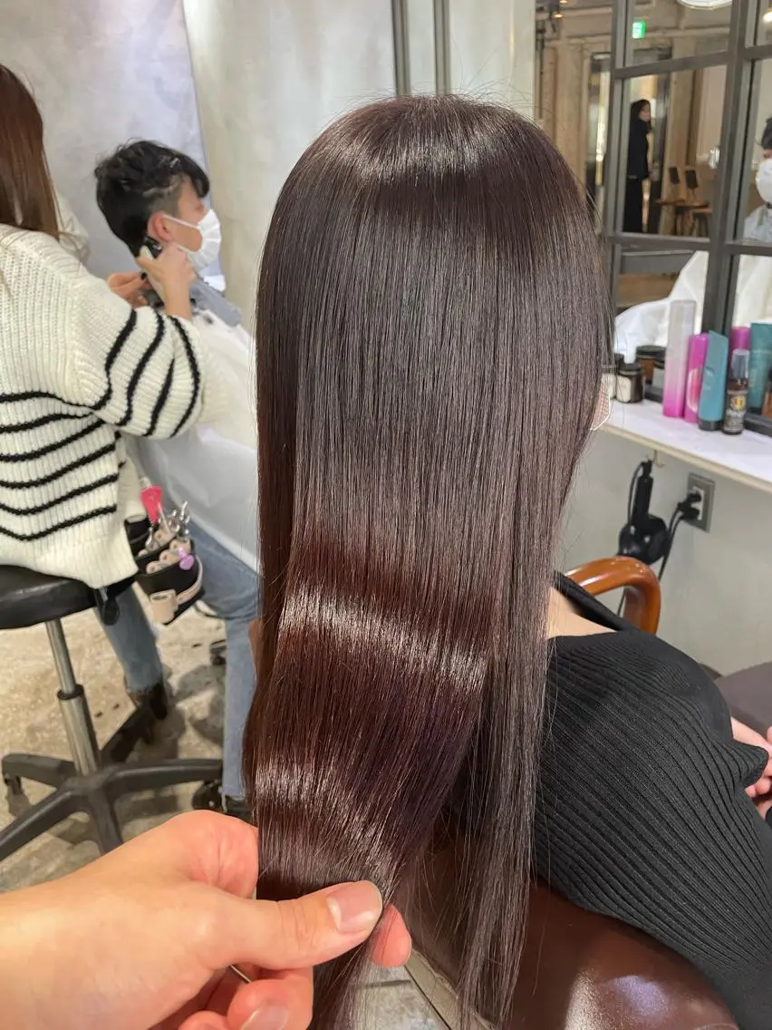ロング カラー パーマ 髪質改善 縮毛矯正 ストレートパーマ マンツーマン 髪質改善　工藤のヘアスタイル