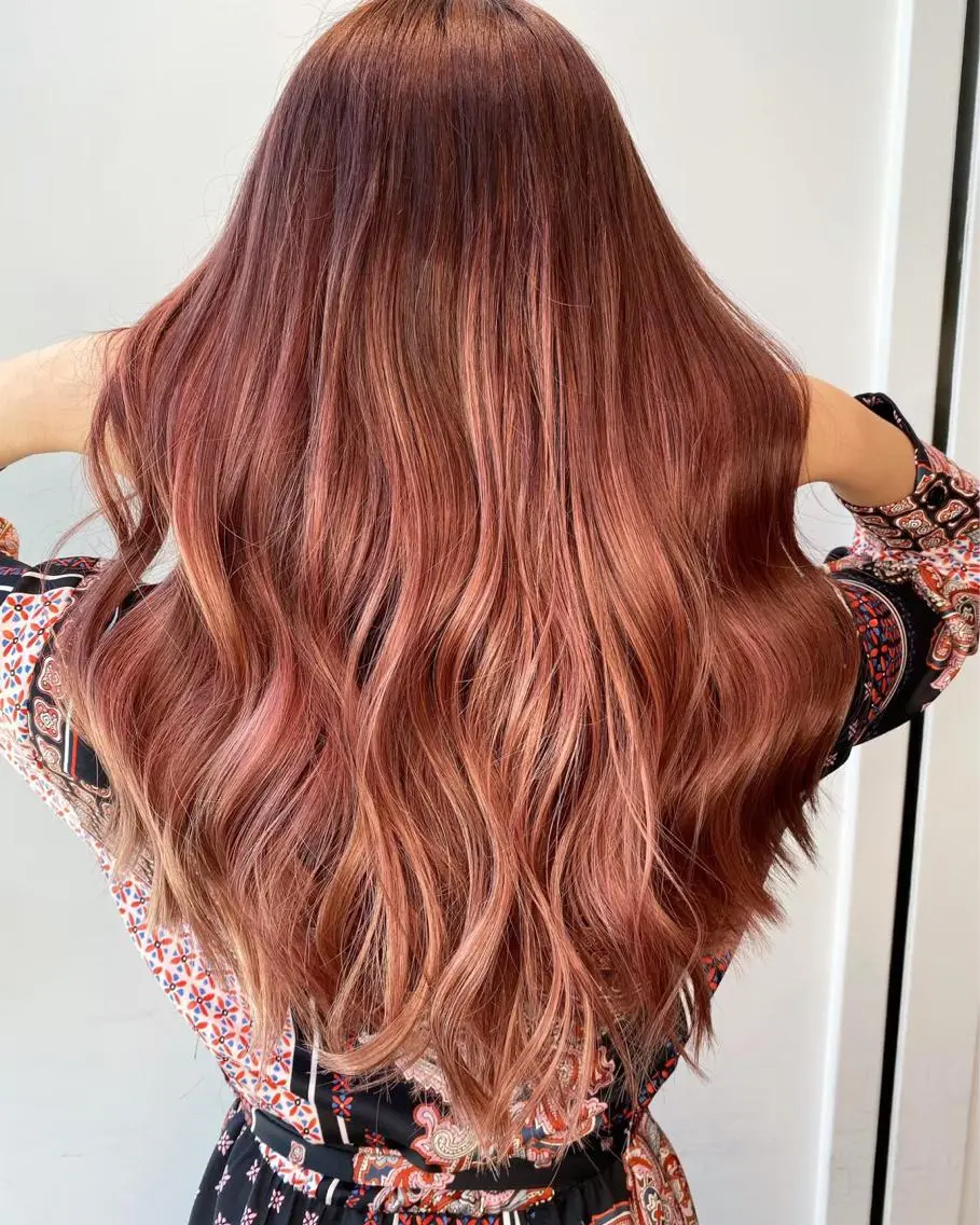 ロング カラー オレンジ デザインカラーウルフ 宙也のヘアスタイル
