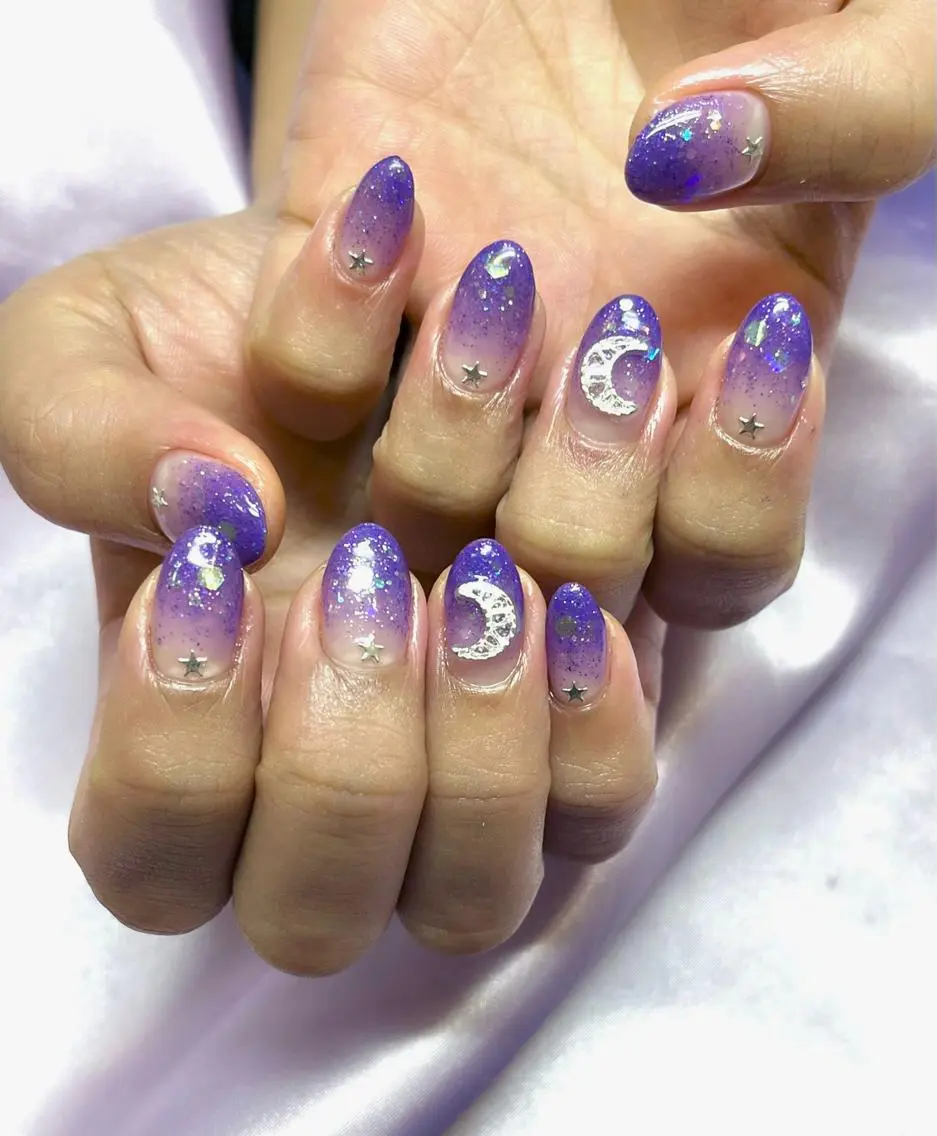 ネイル ガーリー グラデーション キラキラネイル ラメ(グリッター) ラメグラデーション ハンドネイル フットネイル Para Sol nail　Maoのネイルデザイン
