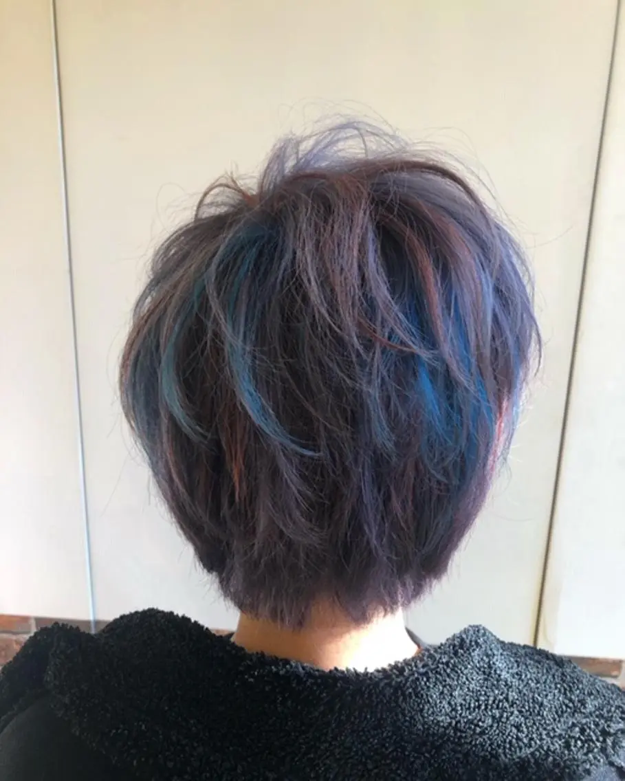 ショート カラー ブルーカラー デザインカラー オレンジ 🟦西荻窪メンズ特化 美容師🟦Yu-Jiのヘアスタイル