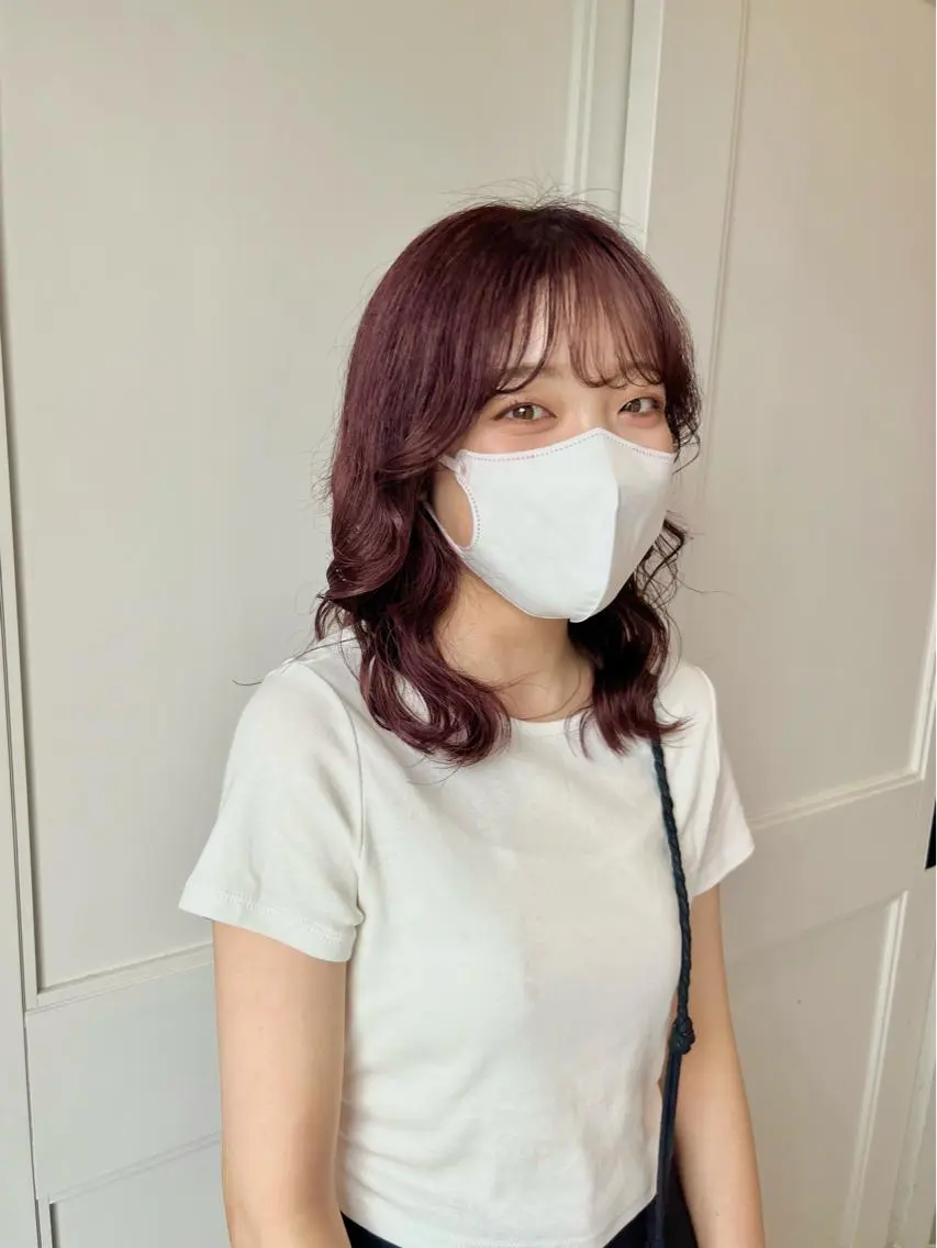 セミロング ピンクラベンダー allum SAKURAのヘアスタイル