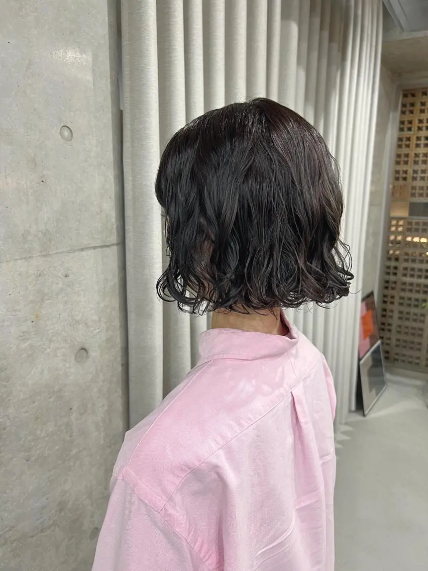 ショート パーマ カット パーマ トリートメント ボブパーマコテ巻き風 パーマNo1深江秀平のヘアスタイル