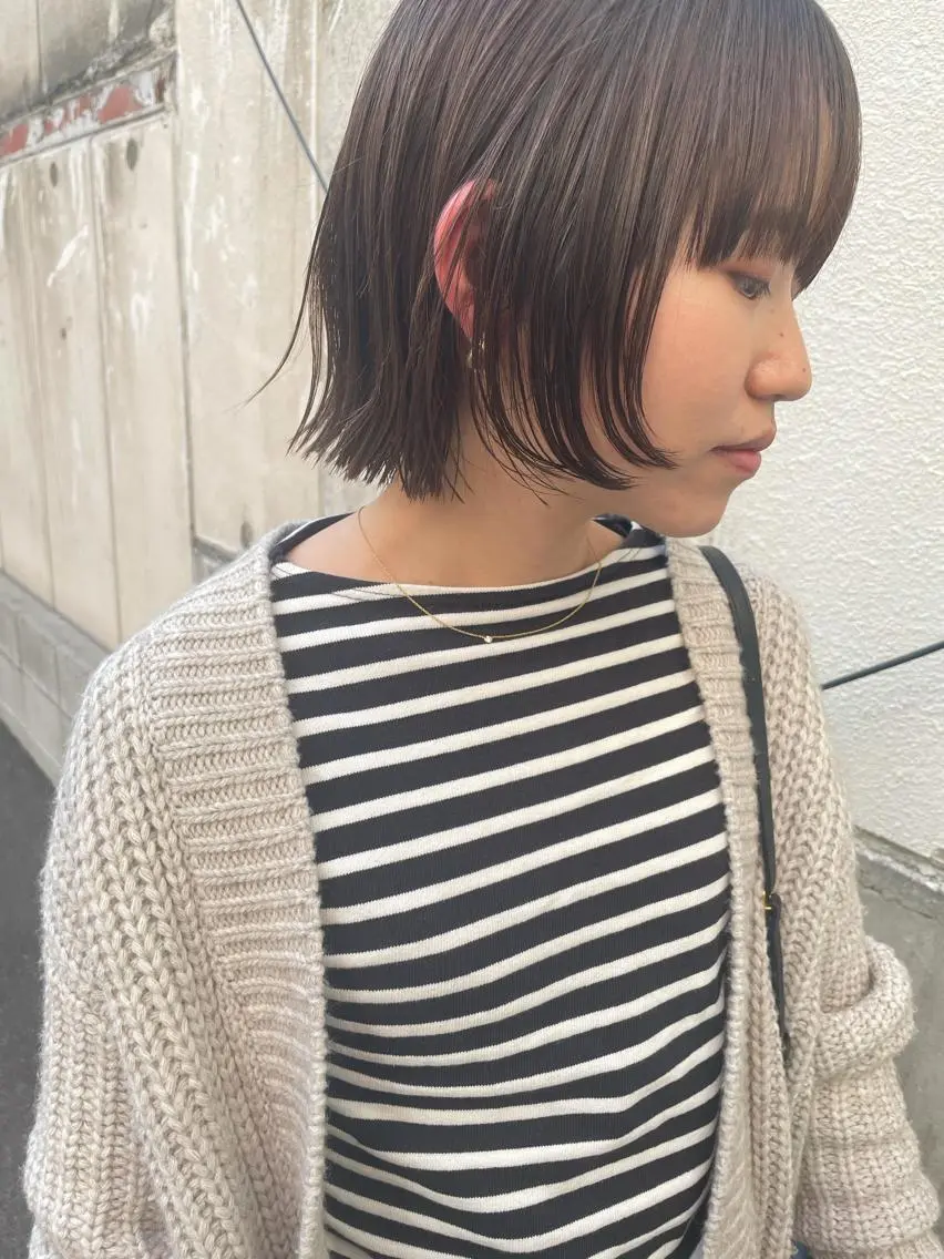 ミディアム ボブレイヤー ボブ レイヤーカット カット ヘアカラー トリートメント さの あやねのヘアスタイル