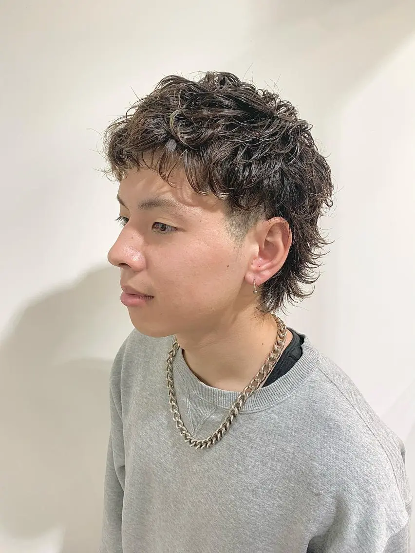 パーマ メンズ メンズパーマ メンズウルフカット ウルフカット 竹内 康浩のヘアスタイル
