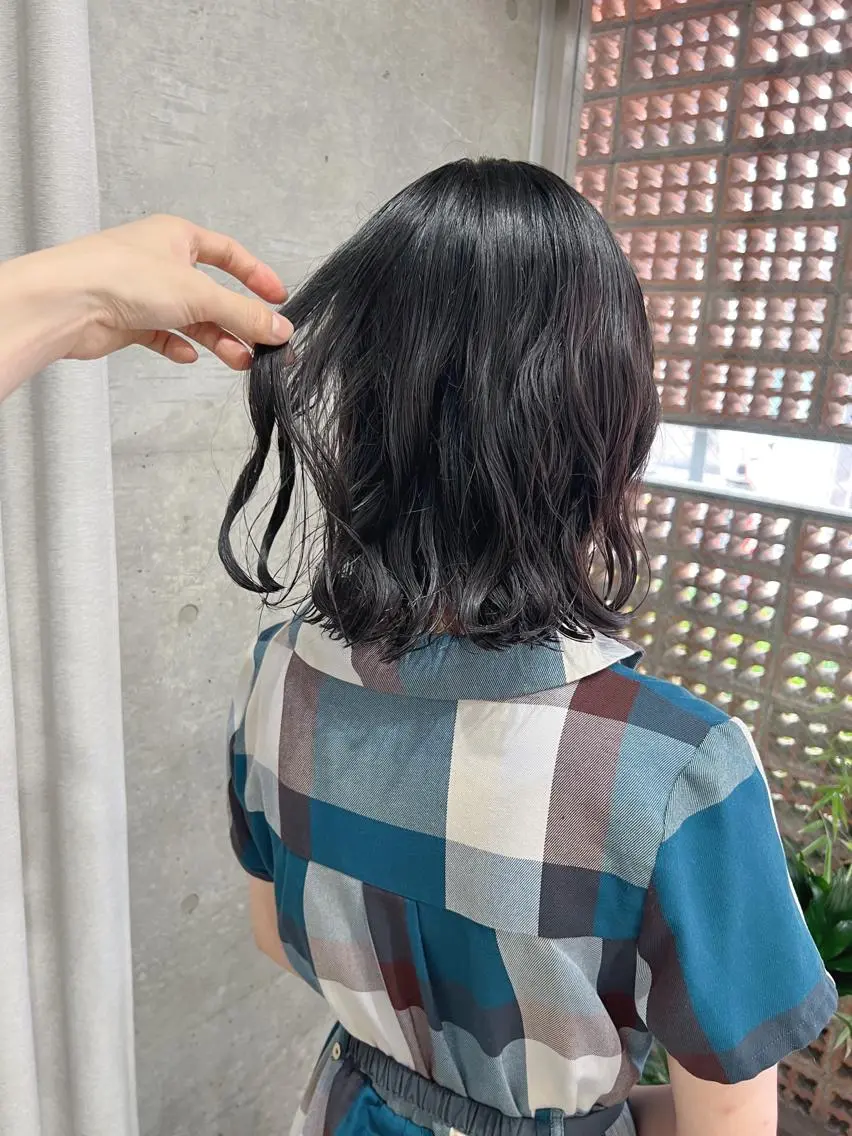 ミディアム カット ヘアカラー パーマ ボブパーマコテ巻き風 パーマNo1深江秀平のヘアスタイル