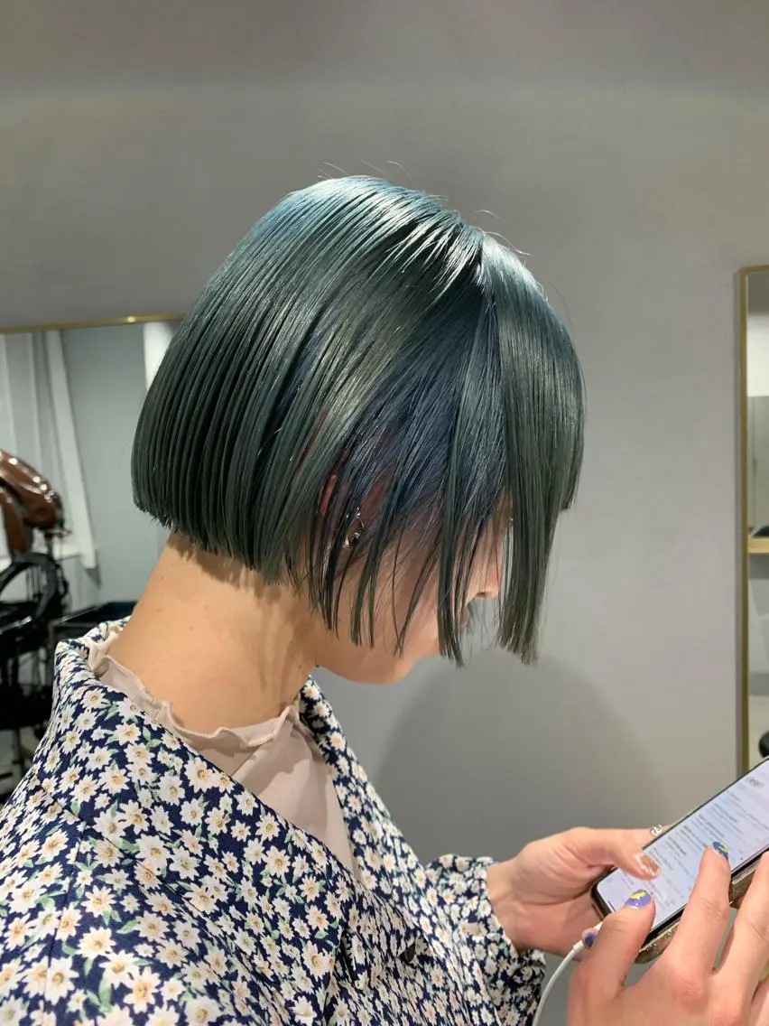 ミディアム カラー ボブパーマコテ巻き風 パーマNo1深江秀平のヘアスタイル