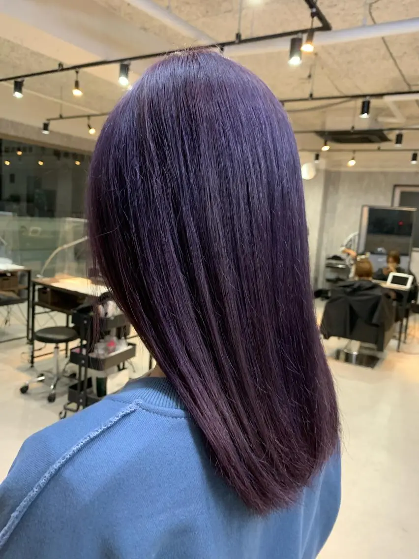 セミロング カラー ブルーカラー ブルーバイオレット バイオレットカラー Emma ecole /栄/RIOのヘアスタイル