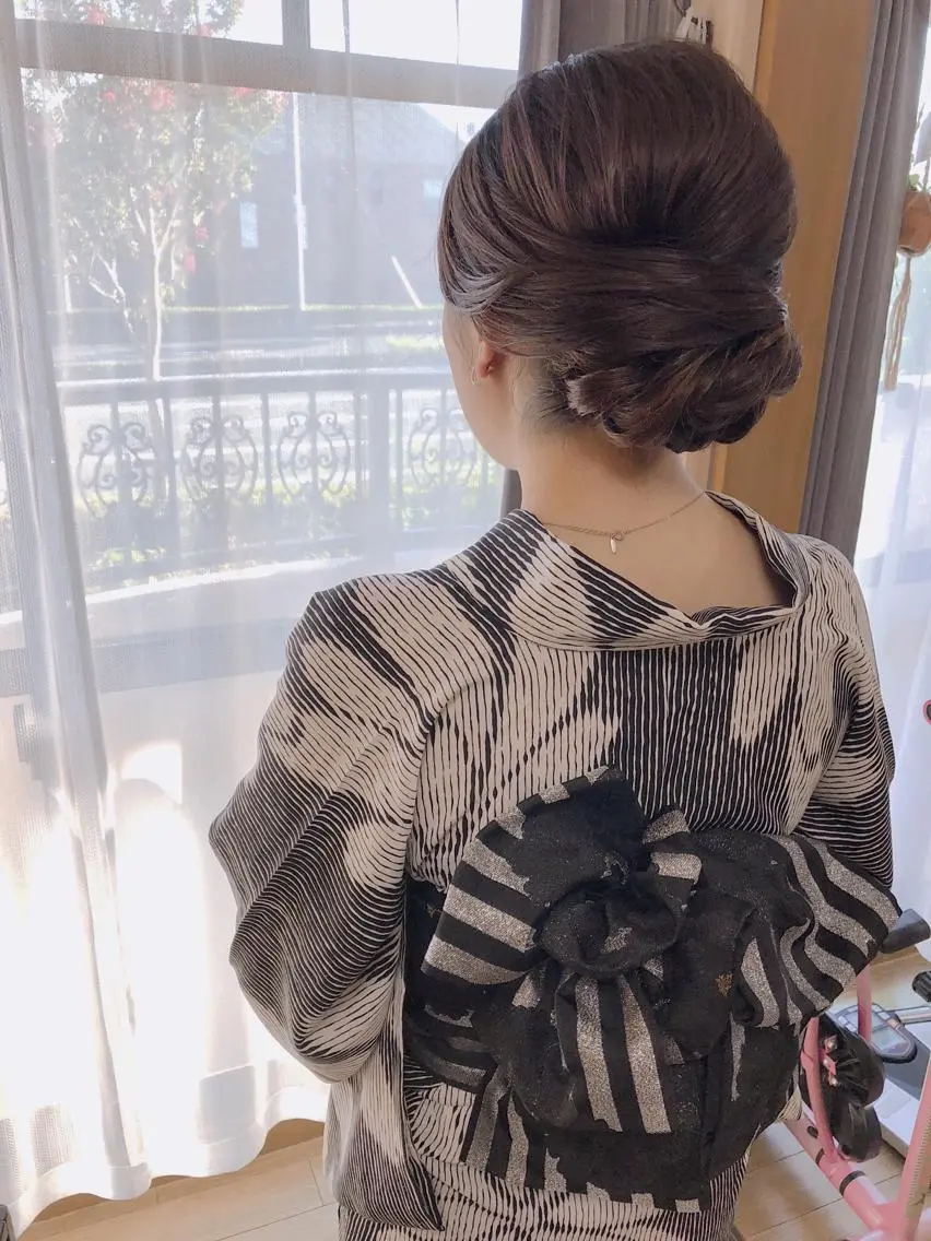 ロング ヘアアレンジ 着物ヘア 糸賀 史織のマツエク・マツパデザイン