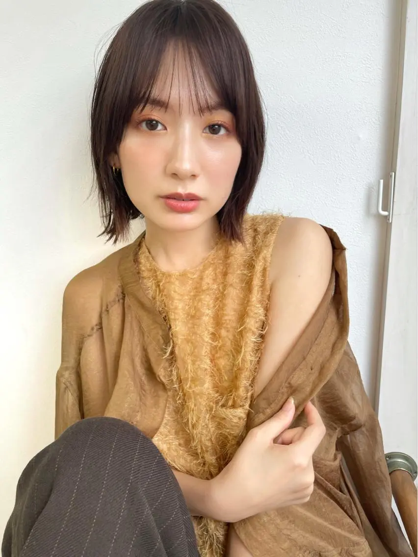 ミディアム 似合わせカット 小顔カット カット トリートメント 結べるレイヤーボブ くびれLady表参道のヘアスタイル