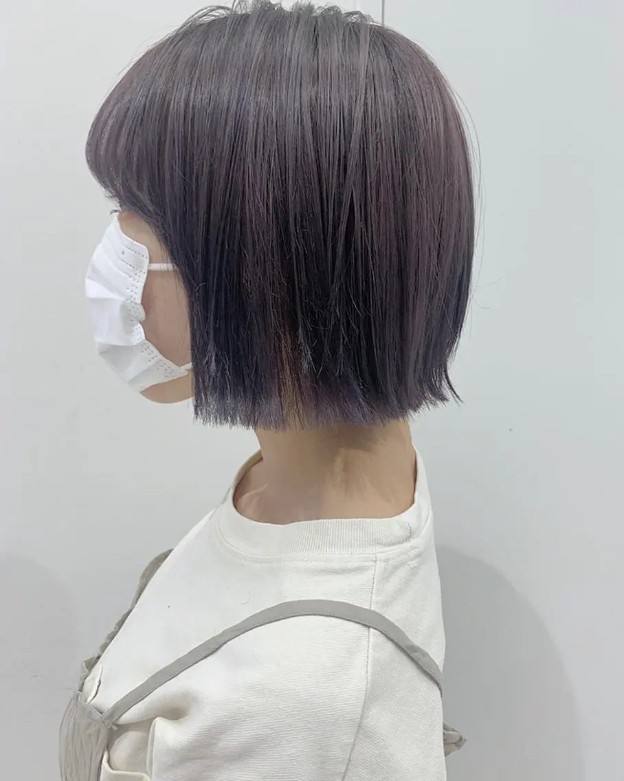 ショート カラー ラベンダーカラー ラベンダーグレー カット ヘアカラー 透明感♡︎♡︎ 佐々木早苗のヘアスタイル