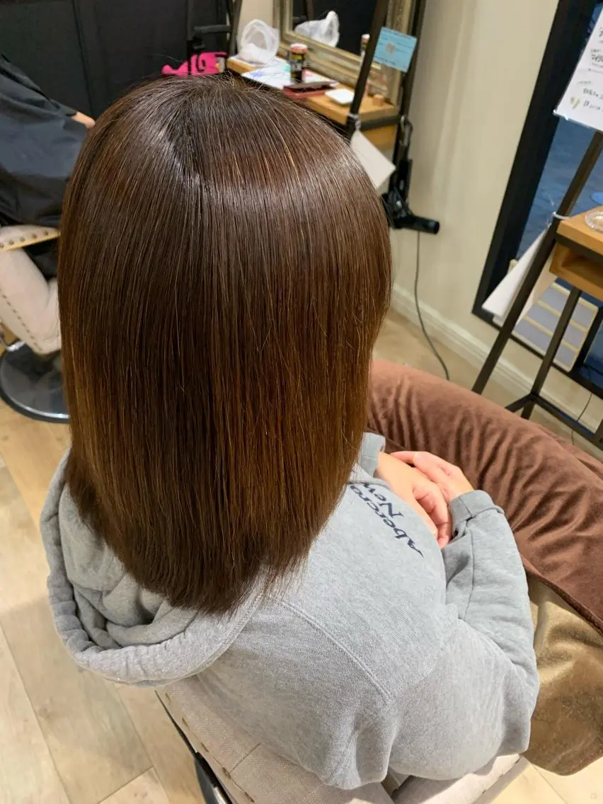 セミロング パーマ 髪質改善 ストレートパーマ 縮毛矯正 トリートメント 艶髪レイヤー上田 紗也🇰🇷💗のヘアスタイル
