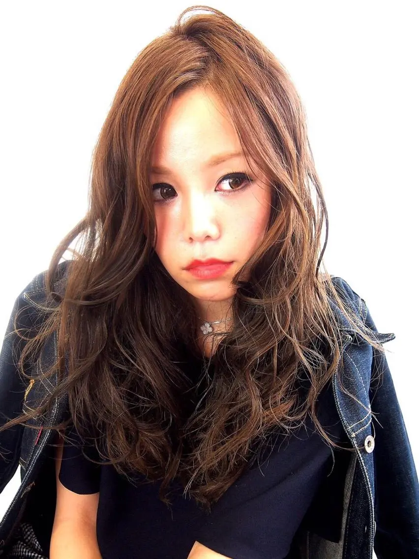 ミディアム セミロング ロング カラー かきあげバング 髪質改善🌟 TAKERUのヘアスタイル