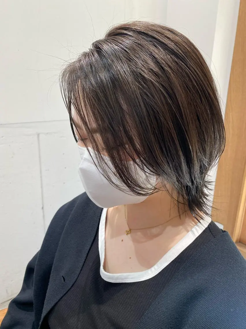 ミディアム カラー 似合わせレイヤー 阿波座/ふじむらのヘアスタイル