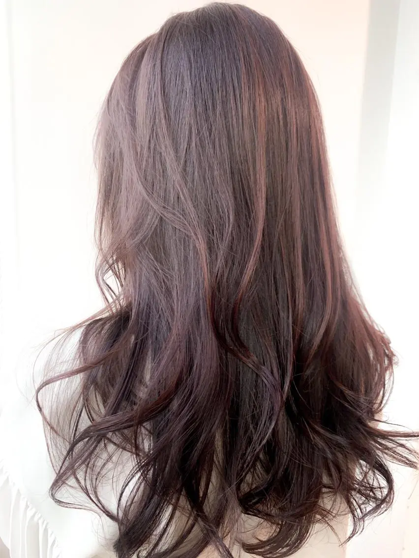セミロング カラー パーマ ヘアアレンジ 透明感カラー 表参道/さあ や/大人ナチュラルのヘアスタイル