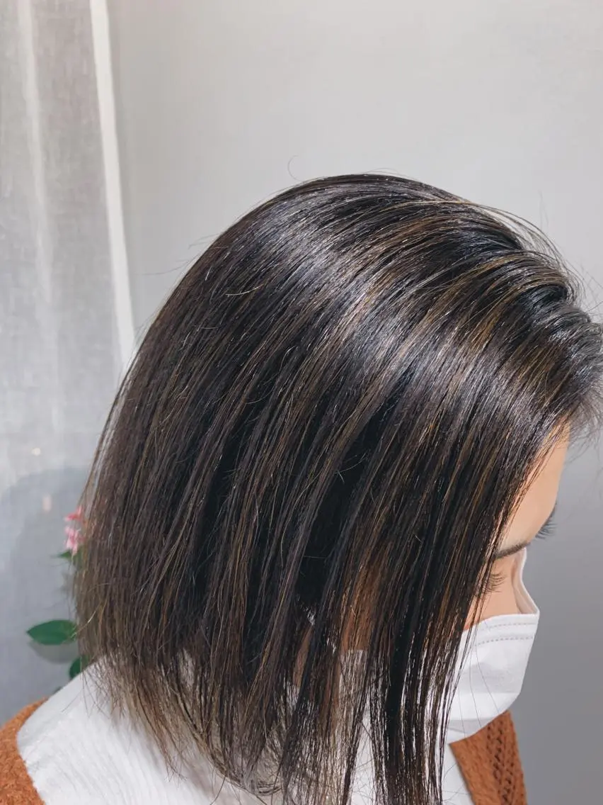 ミディアム カラー ヘアアレンジ ボブパーマコテ巻き風 パーマNo1深江秀平のヘアスタイル