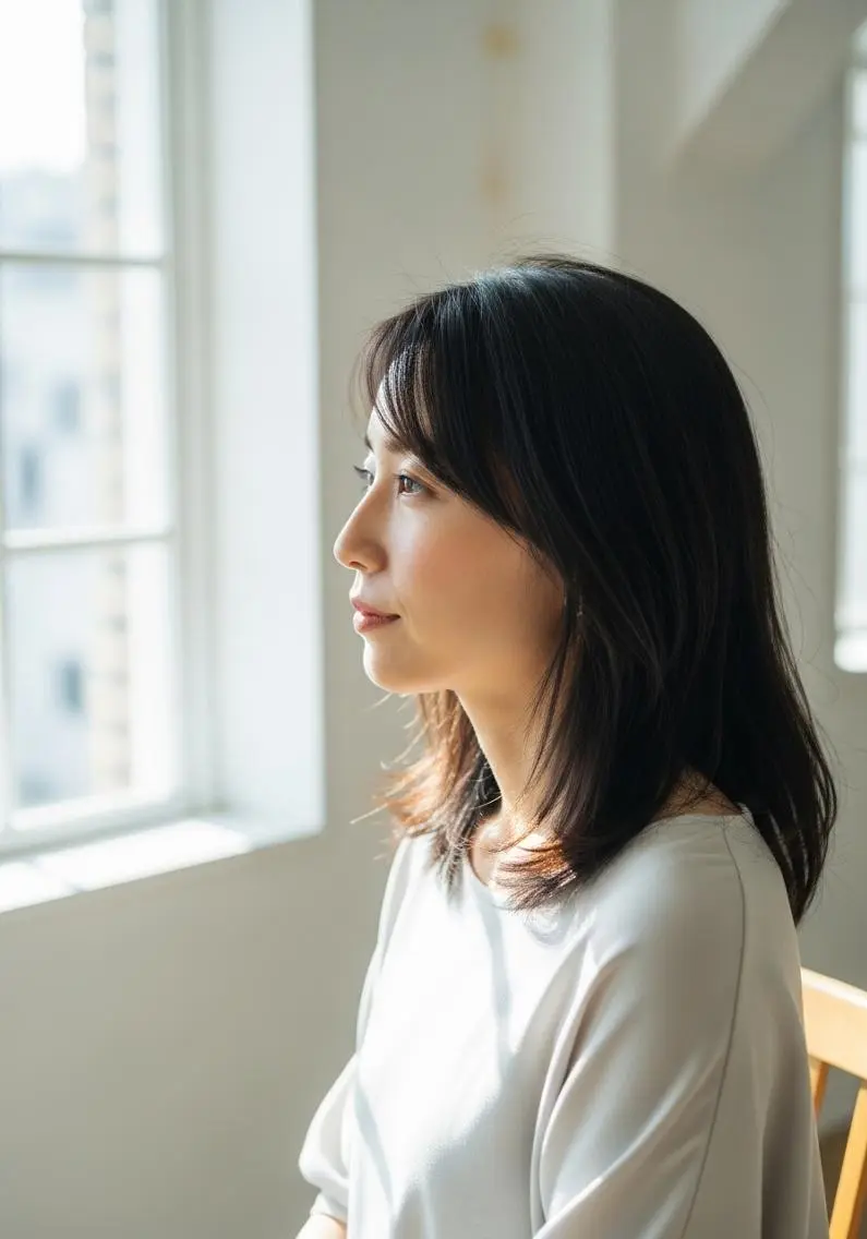 ミディアム カラー パーマ ミディアムパーマ 髪質改善 レイヤーカット トリートメント なつみ ⭐︎La  Paceのヘアスタイル