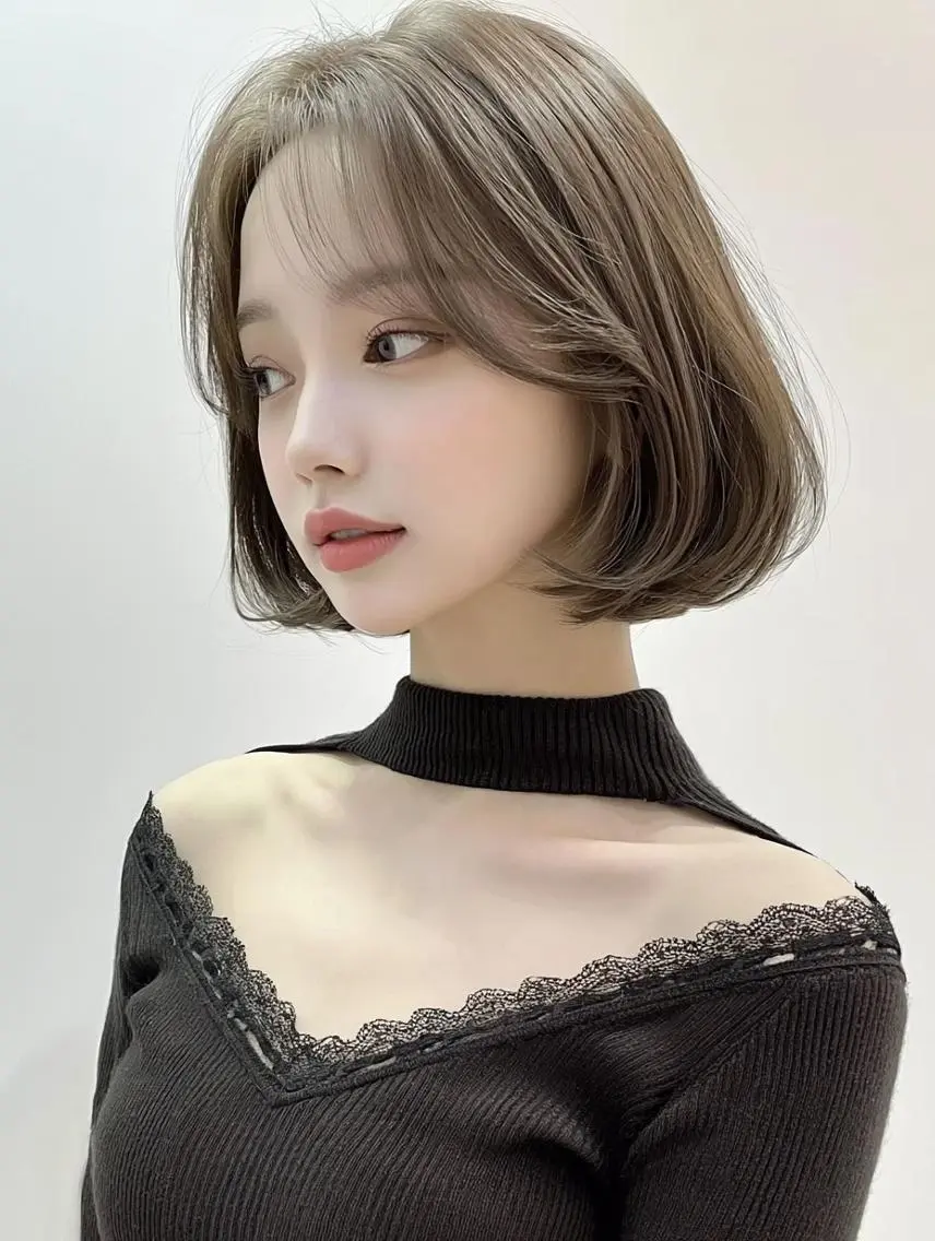 ミディアム 顔周りカット 髪質改善 韓国風ヘア レイヤーカット ヘアカラー トリートメント FOCUS JAPAN4のヘアスタイル