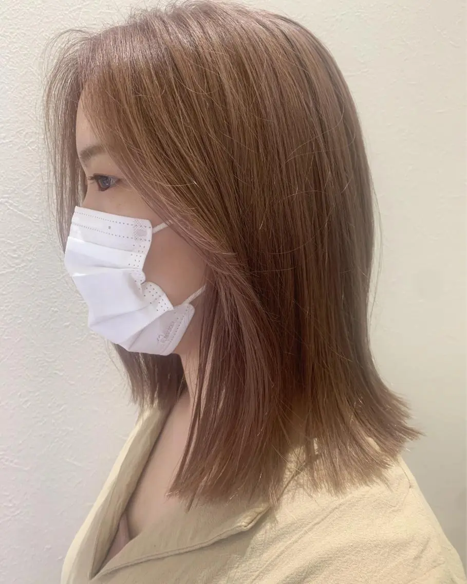ミディアム カラー ベージュカラー ピンクカラー カット ヘアカラー トリートメント hubhair レイヤー/透明感のヘアスタイル