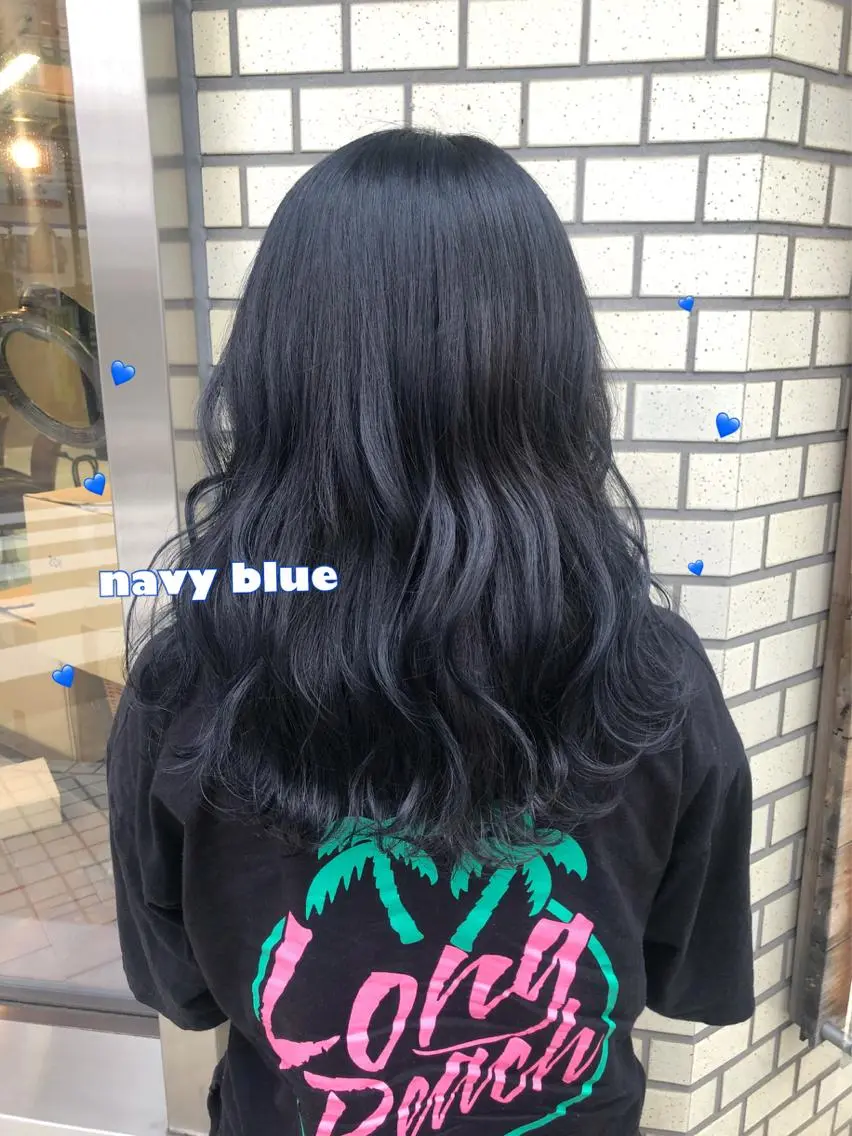 ミディアム カラー ブリーチ ブルーカラー ケアブリーチ ネイビーカラー 韓国ヘア得意❤︎森澤 悠佳のヘアスタイル