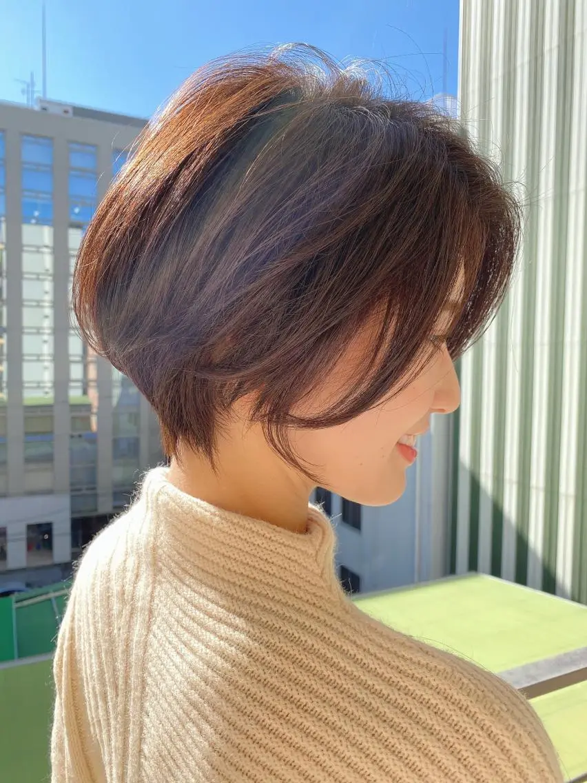 ショート カット ヘアカラー トリートメント 🌟モテ髪ショート 🌟店長 津賀涼のヘアスタイル
