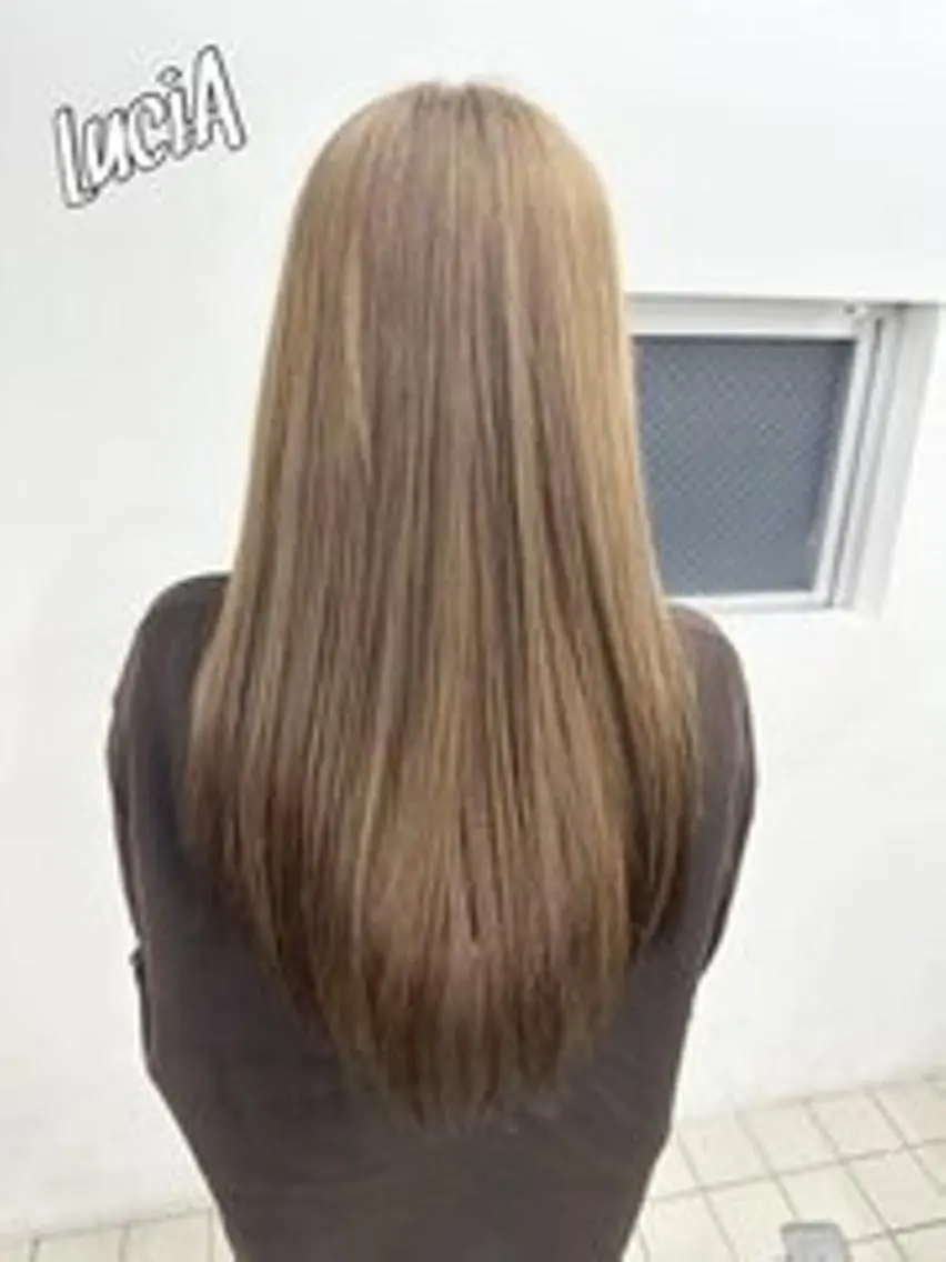 カラー ロング ヘアアレンジ シールエクステ 黒髪 ブリーチ デザインカラー ダブルカラー MISAKIエクステ ブリーチ\5900のヘアスタイル
