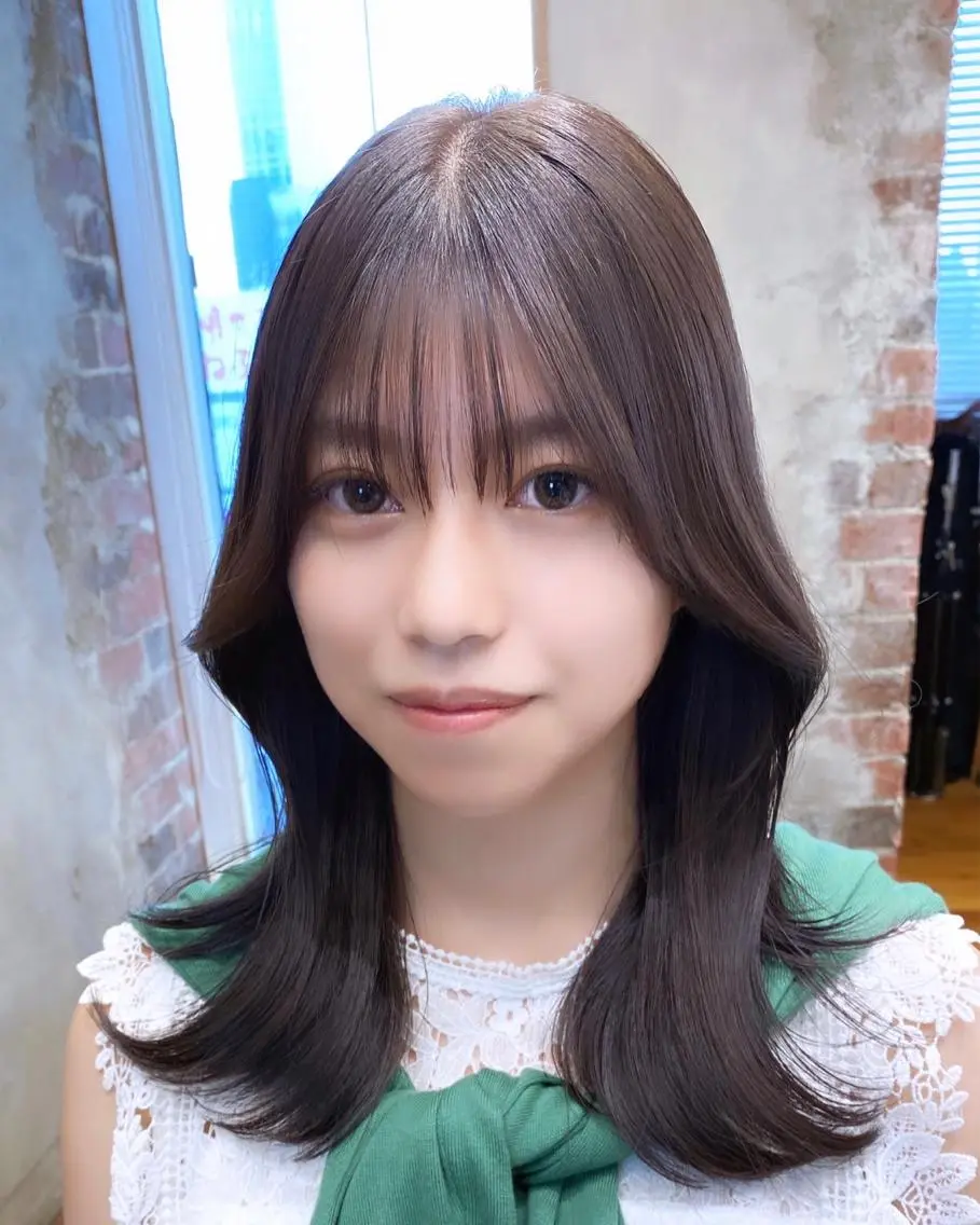 ミディアム カラー カット ヘアカラー トリートメント 顔まわりカット🌟 くびれヘア/寺門遥輝のヘアスタイル