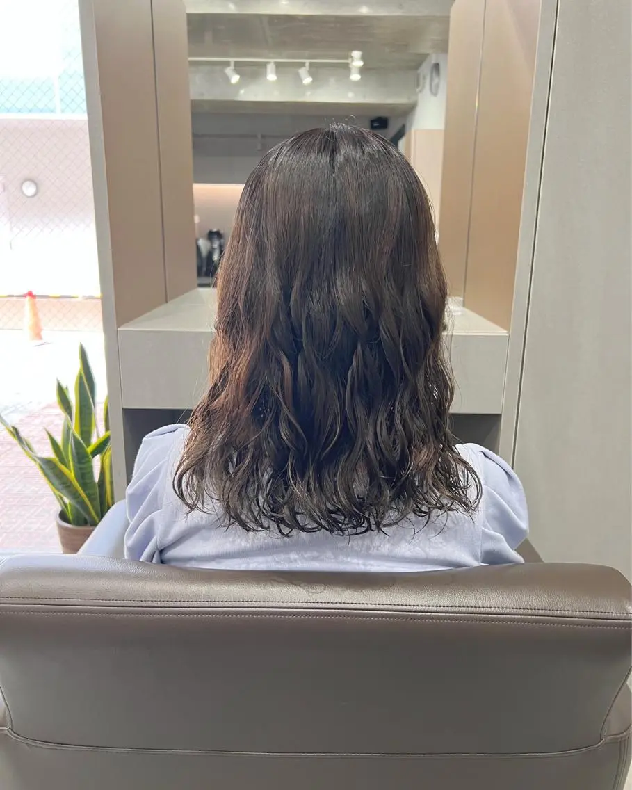 ミディアム パーマ カット パーマ トリートメント ボブパーマコテ巻き風 パーマNo1深江秀平のヘアスタイル
