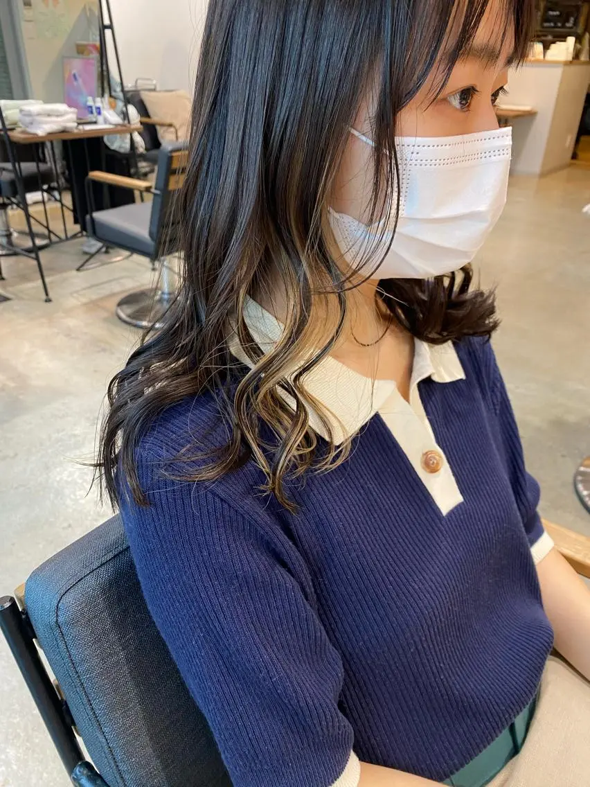 セミロング カラー ベージュカラー インナーカラー レイヤー/大人ボブ 渡邉【日吉美容室】のヘアスタイル