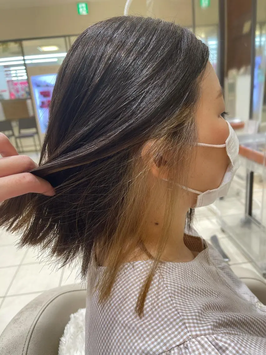 ミディアム カラー ベージュカラー カネヒラ リョウスケのヘアスタイル